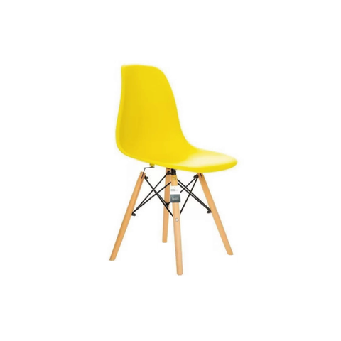 Cadeira de Jantar Eames na Cor Amarelo Base Madeira Eiffel Sala Cozinha