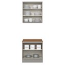 Ver imagem 6 de Cozinha Modulada Americana 2 Peças Aéreo e Balcão 80cm Cinza/nature com Tampo Mdp - Móveis Henn