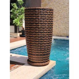 Vaso Coluna Fibra Sintética C Prato Alto Padrão 91cm Grande - 3