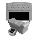 Ver imagem 1 de Kit Cabeceira Geovana + Calçadeira Baú Veneza Casal 140cm Suede - Renascer Decor:Cinza