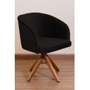 Ver imagem 1 de Poltrona Decorativa Redonda Pé Giratório de Madeira Cor:preto