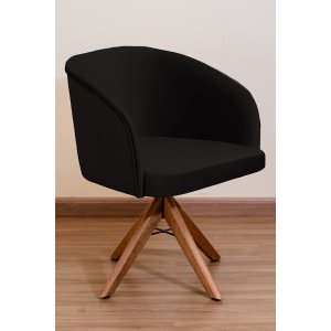 Poltrona Decorativa Redonda Pé Giratório de Madeira Cor:preto