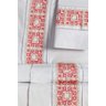 Kit Suite Casal Padrão Grécia Bordado Jogo de Cama Banho:Branco/Vermelho - 3