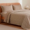Ver imagem 2 de Kit Cobre Leito Linen Casal Micropercal 300 Fios Matelassê Colcha 3 Peças Efeito Creponado Castanho