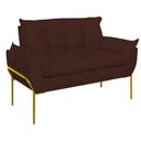 Ver imagem 2 de Poltrona Sofá Luxo Base Metal Dourado Recepção Escritório Marrom