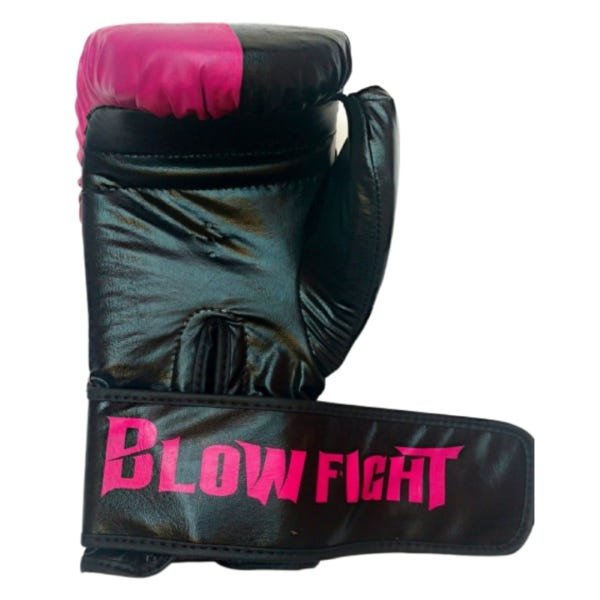 Luva de Boxe e Muay Thai Preto com Rosa Blow Fight 14 oz - 4