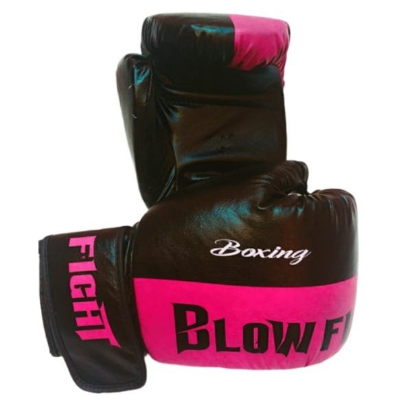 Luva de Boxe e Muay Thai Preto com Rosa Blow Fight 14 oz - 3