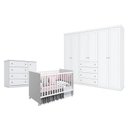 Ver imagem 1 de Quarto de Bebê Americano 6 Portas Com berço Nacional Mel Branco Acetinado – Reller - Henn