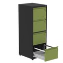 Ver imagem 2 de Armário de Arquivo Oficio 4 Gavetas Pandin 47 Cm (larg) Aço Preto C/ Frente Gaveta Verde C/ Chave