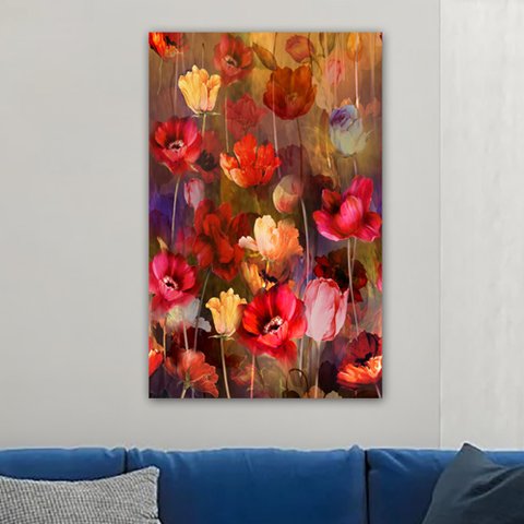 Quadro Decorativo Tela em Lona Flores Aquarela 60x40cm Para Sala Quarto