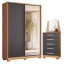 Ver imagem 1 de Guarda Roupa Solteiro Frizatto com Espelho e Cômoda New Veneza Freijo Titanium - Móveis Albatroz