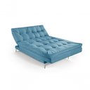 Ver imagem 2 de Sofá Cama Versátil 3 Lugares Império Reclinável Pés de Alumínio Espuma D33 Suede Azul Turquesa