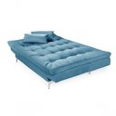 Ver imagem 5 de Sofá Cama Versátil 3 Lugares Império Reclinável Pés de Alumínio Espuma D33 Suede Azul Turquesa