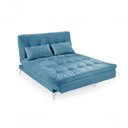 Ver imagem 3 de Sofá Cama Versátil 3 Lugares Império Reclinável Pés de Alumínio Espuma D33 Suede Azul Turquesa