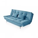 Ver imagem 1 de Sofá Cama Versátil 3 Lugares Império Reclinável Pés de Alumínio Espuma D33 Suede Azul Turquesa