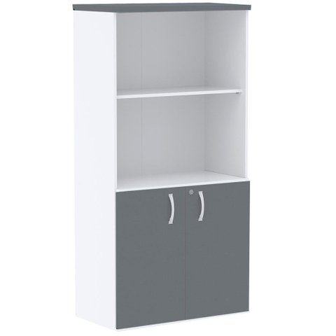 Armário Misto PE25 Pandin 79,20 cm (largura) MDP Cor Branco e Grafito com Duas portas e Prateleira