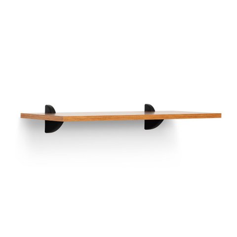 Kit Prateleira Mel (Selo Fsc) 60 x 25 cm com Suportes Pretos e Kit para Fixação Bemfixa