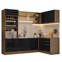 Ver imagem 2 de Armário de Cozinha Completa de Canto 416 Cm Rustic/preto Lux Madesa 01