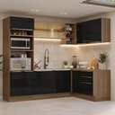 Ver imagem 1 de Armário de Cozinha Completa de Canto 416 Cm Rustic/preto Lux Madesa 01