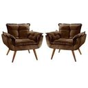 Ver imagem 1 de Kit 2 Poltronas Opala Marrom Decorativas Pés Palito