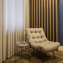 Ver imagem 3 de Cadeira Costela Linho Bege Decorativa Moderna para Sala