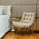Ver imagem 4 de Cadeira Costela Linho Bege Decorativa Moderna para Sala