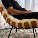 Ver imagem 2 de Cadeira Costela Linho Bege Decorativa Moderna para Sala