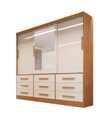 Ver imagem 1 de Guarda-roupa casal 3 portas espelho 9 gavetas 2,11m - Turim-Nature/Off - Bianchi Móveis