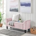 Ver imagem 2 de Recamier Bau Malibu 1,40m Suede Rosa Bebe - Inova Decor Inova Decorações