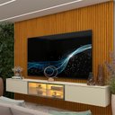Ver imagem 1 de Estante para TV e Home Theater até 84 Polegadas com LED 100% MDF 218CMX250CM Supremo Luminare