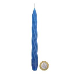 Kit 10 Velas Castiçal 20 Cm Candelabro Azul Escuro Espiral - 3