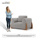 Ver mais imagens de Kit Poltrona e Sofá Bloom 200cm 03 Lugares com Pés de Madeira Bouclê Cinza - Desk Design