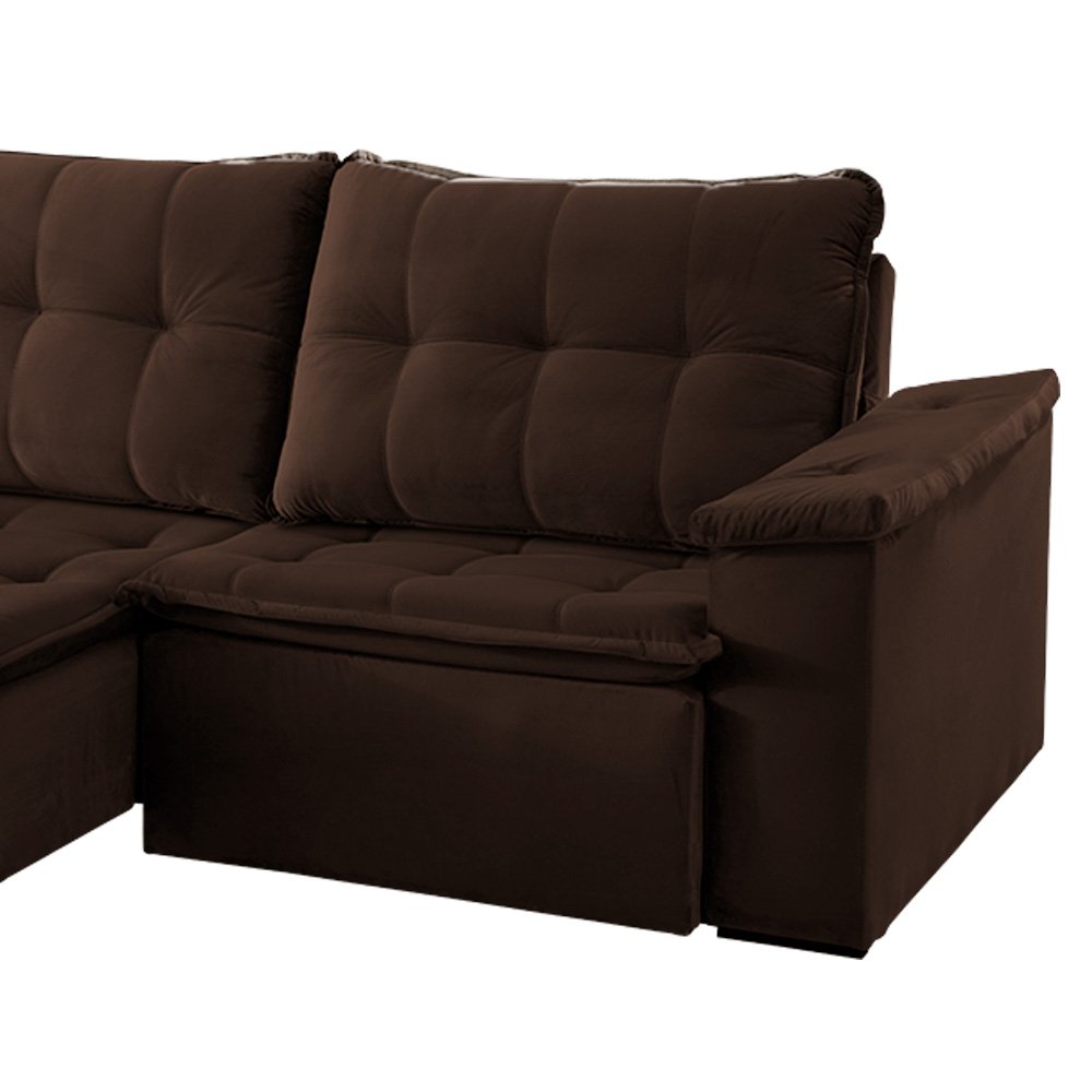 Sofá Retrátil e Reclinável 4 Lugares 2,50m Paris Trevo 131 Marrom Trevo