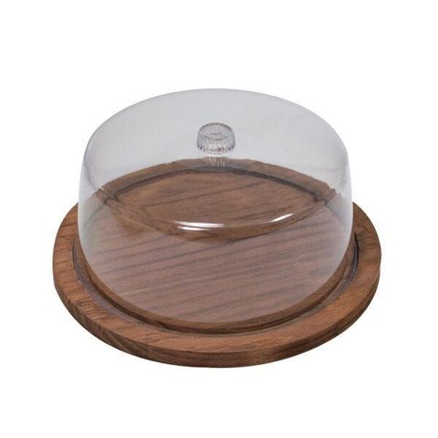 Boleira Grande de Madeira Rústica com Tampa em Acrílico