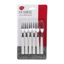 Ver imagem 2 de Kit 6 Garfos Petiscos Aço Inox Servir Talher Garfinhos Frios Gourmet Aperitivos Queijo Palito
