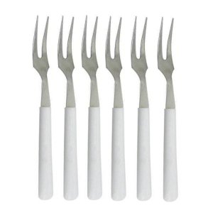 Kit 6 Garfos Petiscos Aço Inox Servir Talher Garfinhos Frios Gourmet Aperitivos Queijo Palito