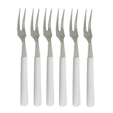 Kit 6 Garfos Petiscos Aço Inox Servir Talher Garfinhos Frios Gourmet Aperitivos Queijo Palito