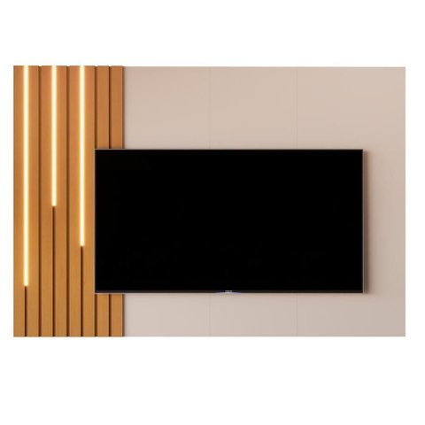 Painel Suspenso Boto 1.8 com Led Sala para Tv's até 70" Pol Off White/nature