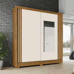 Guarda Roupa Briz 2 Portas Deslizantes Nature/off White B93-127 La 200- Henn - 1