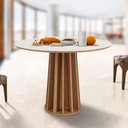 Ver imagem 2 de Mesa De Jantar Redonda 4 Lugares Thalia D01 Off White/Freijó - Mpozenato