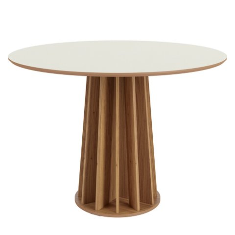 Mesa De Jantar Redonda 4 Lugares Thalia D01 Off White/Freijó - Mpozenato