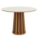 Ver imagem 1 de Mesa De Jantar Redonda 4 Lugares Thalia D01 Off White/Freijó - Mpozenato