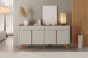 Ver imagem 3 de Buffet Aros 4 Portas Pés Madeira Maciça - Mv - Rei de Casa Off White/naturalle