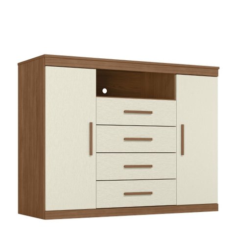 Cômoda Sapateira 2 Portas 4 Gavetas Master Jatoba Areia Santos Andirá