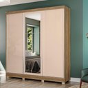 Ver imagem 1 de Guarda-roupa Casal Kappesberg 3 Portas Reversiveis de Correr 3 Espelhos 2 Prateleiras Nogueira/macad