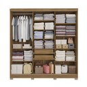Ver imagem 2 de Guarda-roupa Casal Kappesberg 3 Portas Reversiveis de Correr 3 Espelhos 2 Prateleiras Nogueira/macad