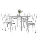 Ver imagem 1 de Conjunto de Mesa Sala de Jantar Leia com 6 Cadeiras Tubular Granito 1,40m Artefamol