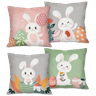 Kit com 4 Capas para Almofadas Decorativas Coelhos da Páscoa Cute - 1