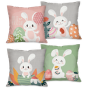 Ver imagem 1 de Kit com 4 Capas para Almofadas Decorativas Coelhos da Páscoa Cute