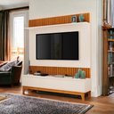 Ver imagem 1 de Painel para TV Antalya até 75 Polegadas em MDF Freijó e Off White Luapa Móveis